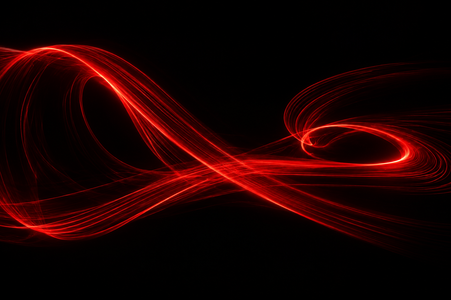Vermilion light trails moving through darkness